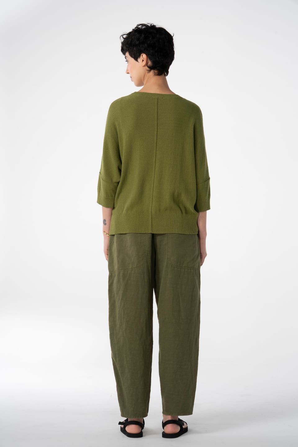 Trousers 629 - Lyocell linen cotton twill - 772CACTUS - 10260110519