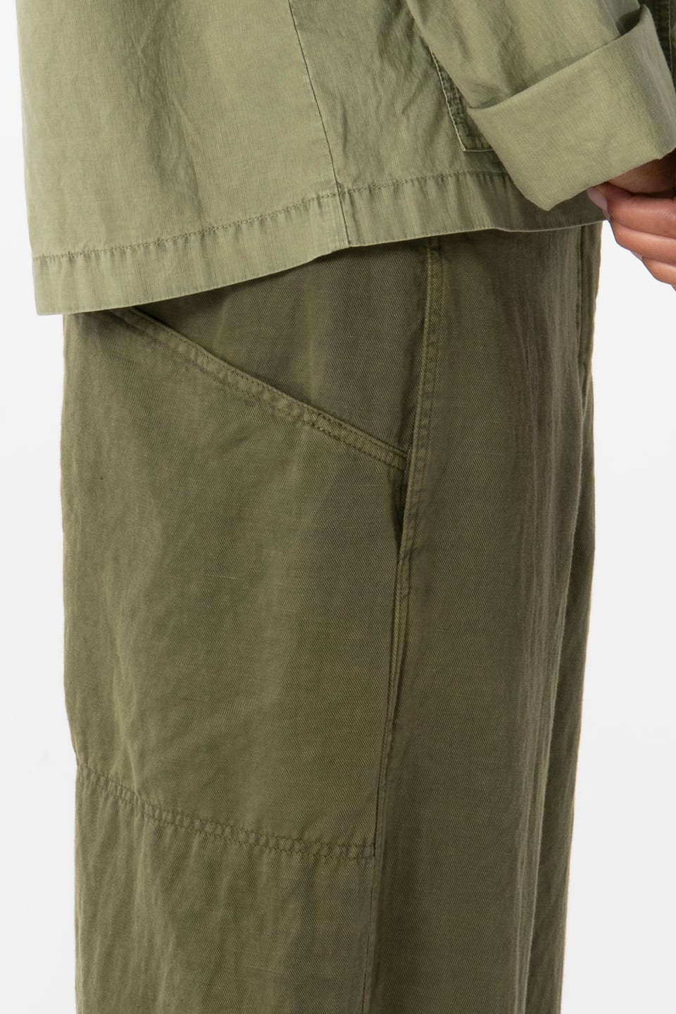Trousers 629 - Lyocell linen cotton twill - 772CACTUS - 10260110519