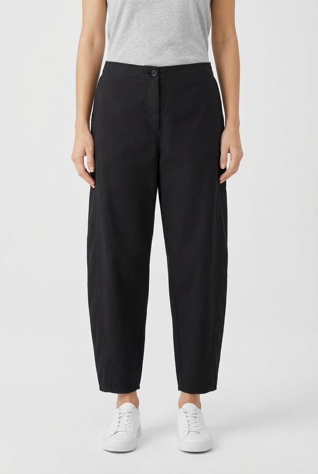 Trousers 629 - Lyocell linen cotton twill - 990BLACK - 10260110519