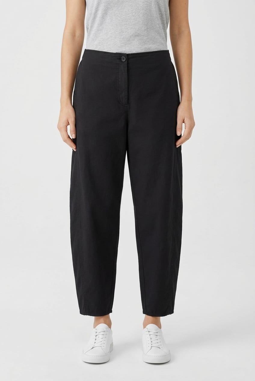 Trousers 629 - Lyocell linen cotton twill - 990BLACK - 10260110519