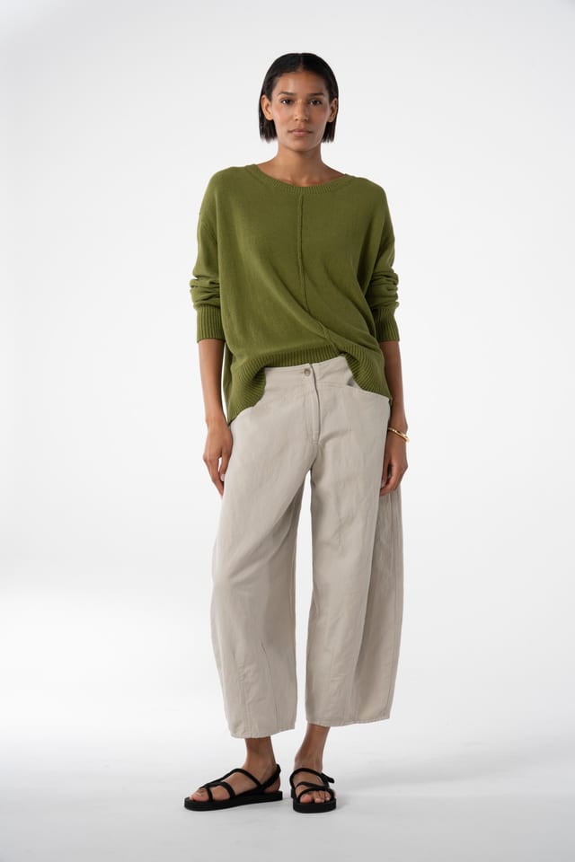 Trousers 630 - Lyocell linen cotton twill - 120NETTLE - 10260110520