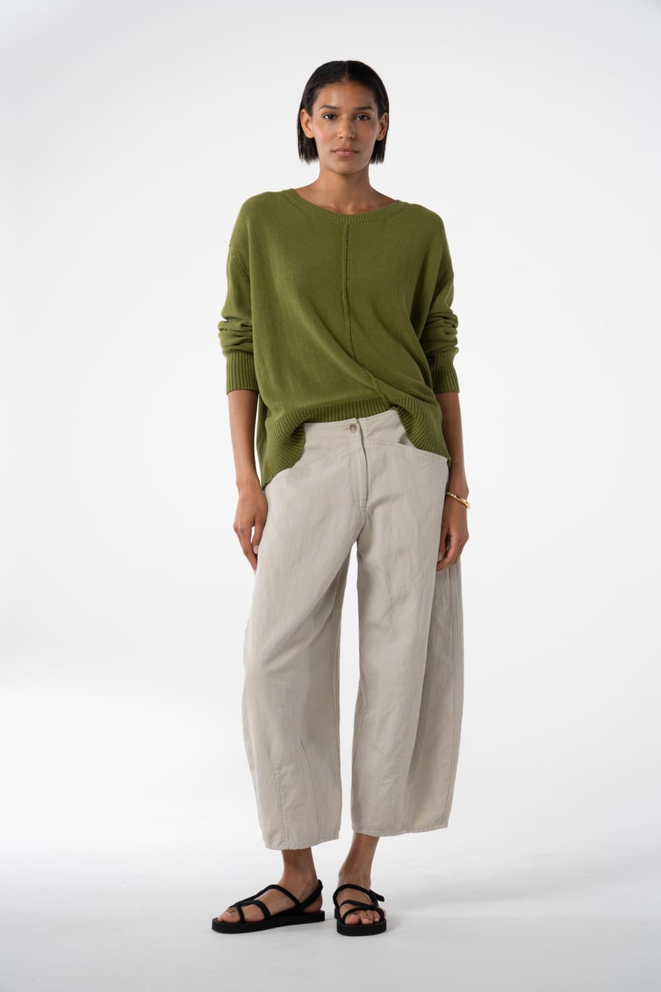Trousers 630 - Lyocell linen cotton twill - 120NETTLE - 10260110520