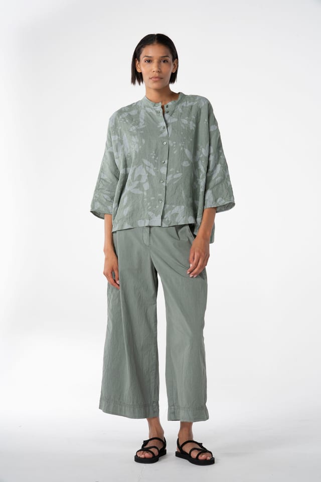 Trousers 631 - Crinkled cotton - 652ALOE - 10260110521