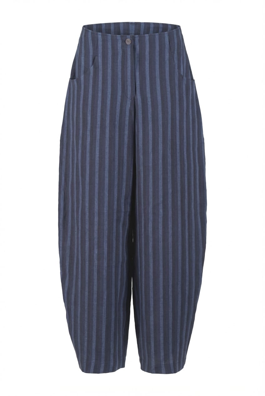 Trousers 635 - Blue Linen - 491NAVY - 10260110526