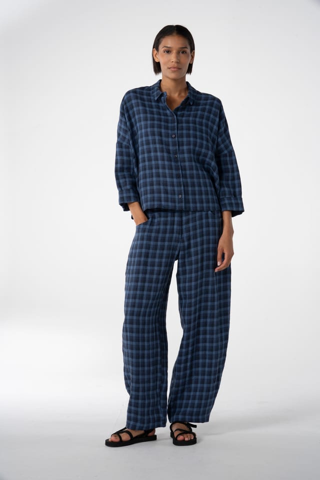 Trousers 635 - Blue Linen - 493NAVY - 10260110526