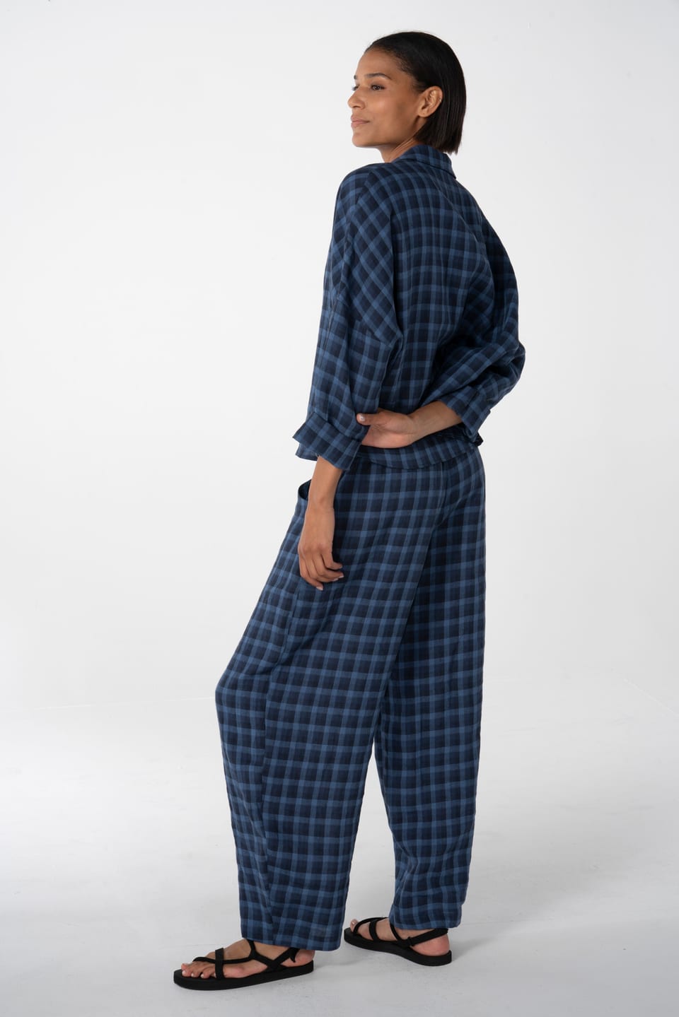 Trousers 635 - Blue Linen - 493NAVY - 10260110526