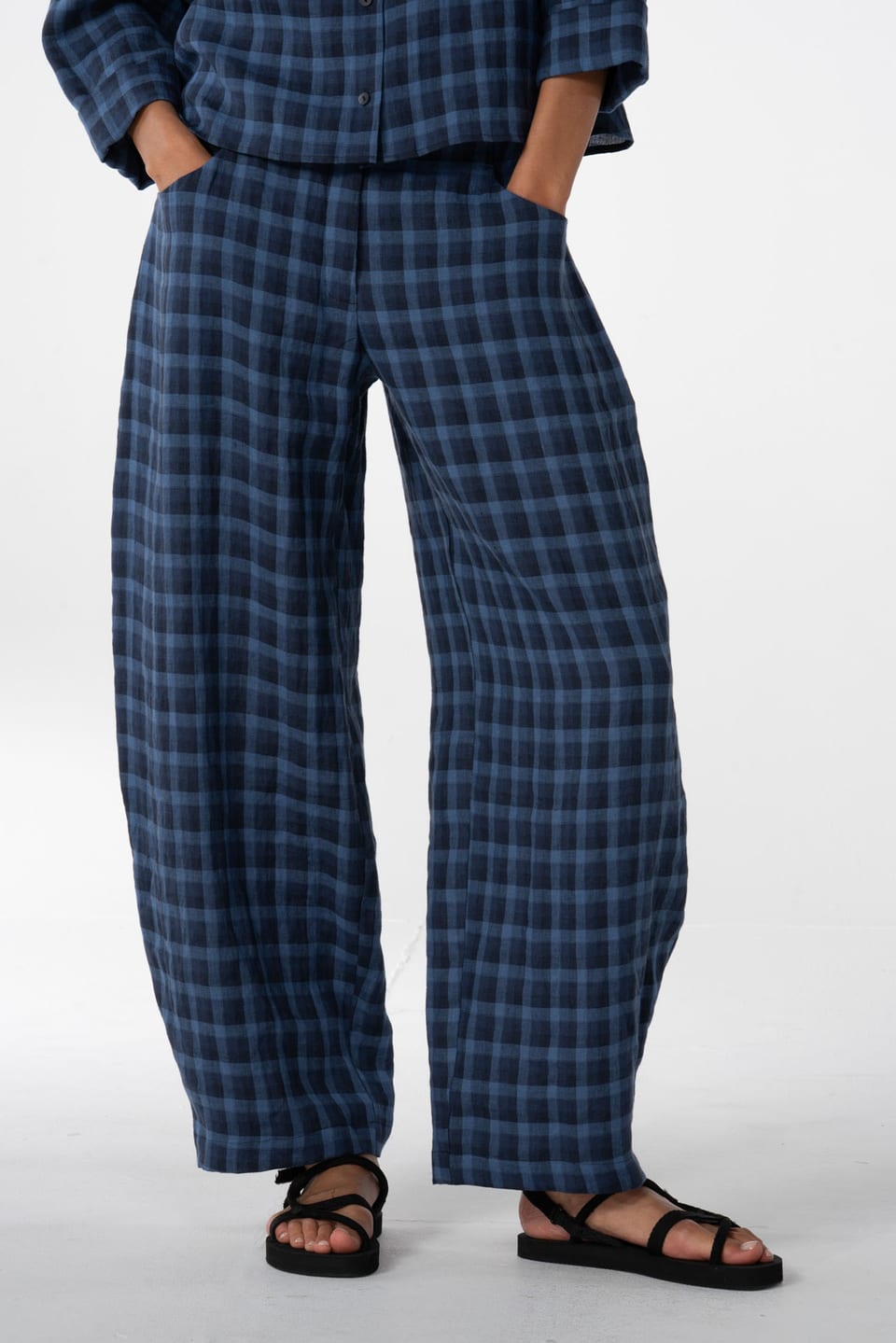 Trousers 635 - Blue Linen - 493NAVY - 10260110526