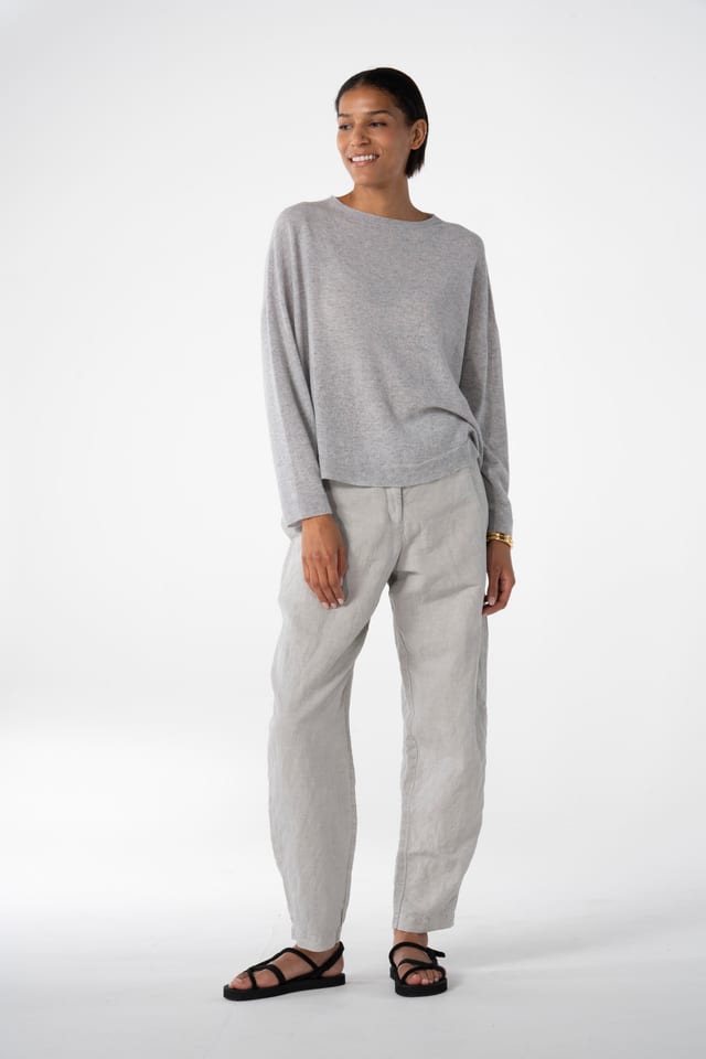 Trousers 636 - Flowing dobby - 922CHALK - 10260110527