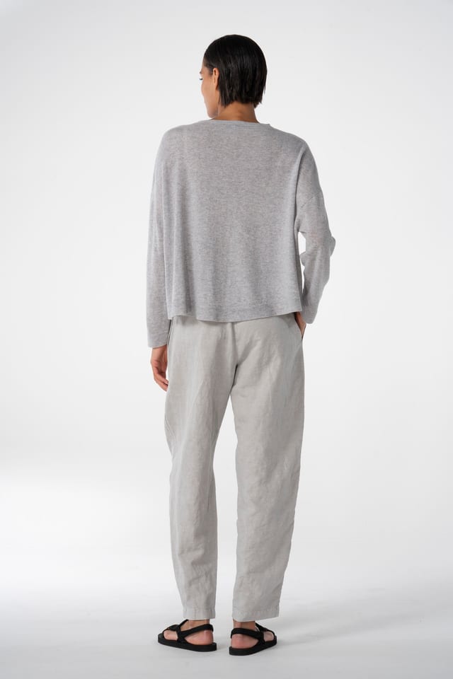Trousers 636 - Flowing dobby - 922CHALK - 10260110527