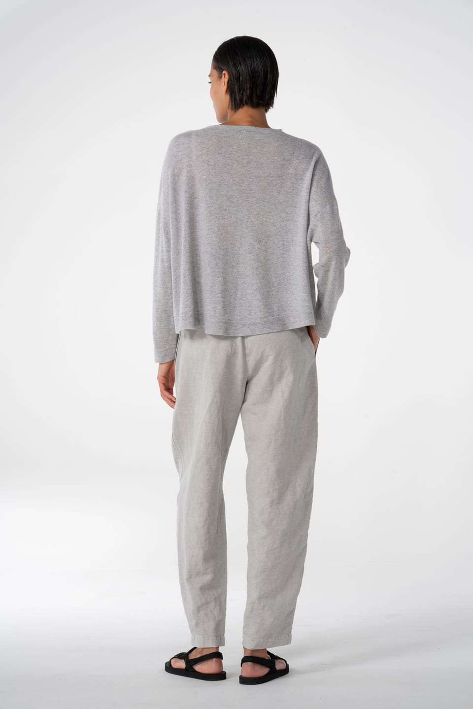 Trousers 636 - Flowing dobby - 922CHALK - 10260110527