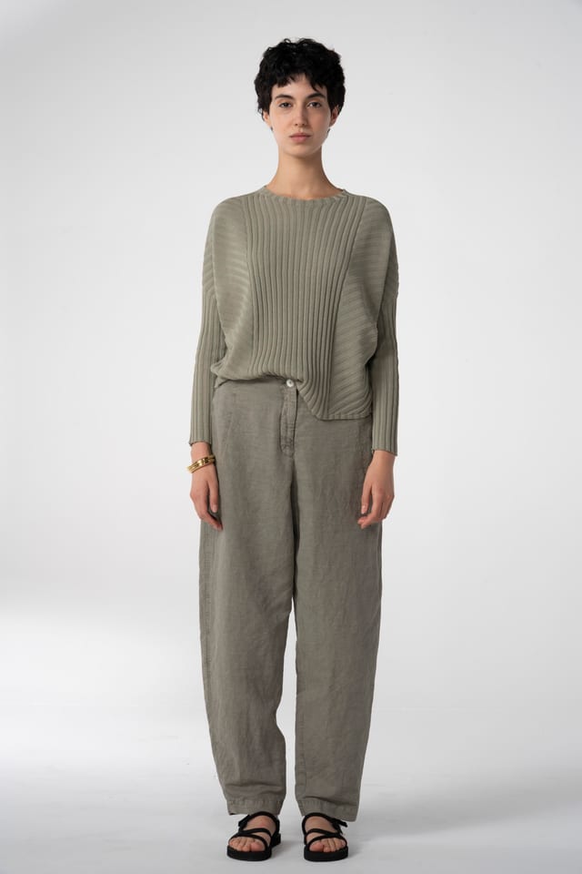 Broek 636 - Linnen-katoen-lyocell dobby - 942LAUREL - 10260110527