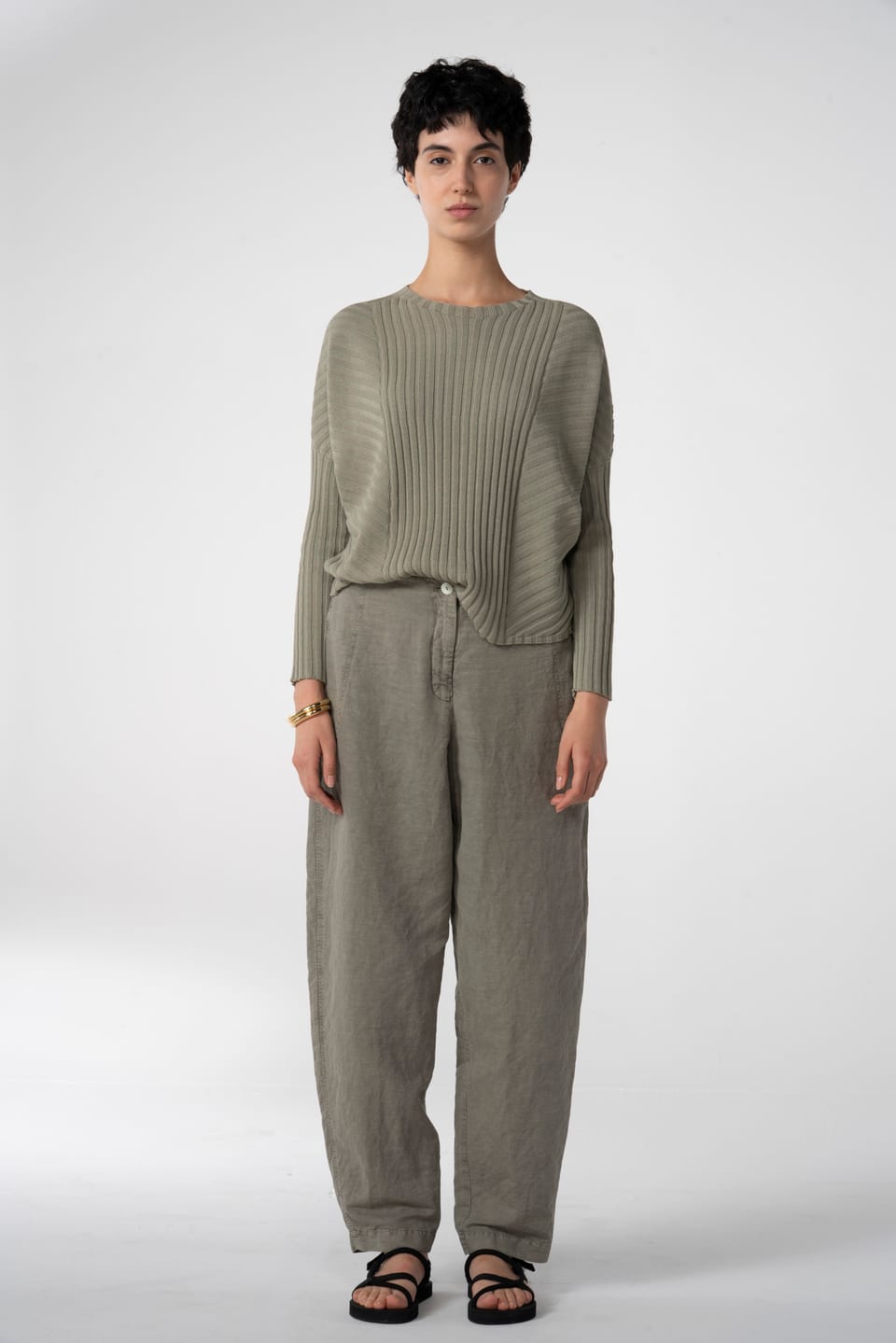 Trousers 636 - Flowing dobby - 942LAUREL - 10260110527