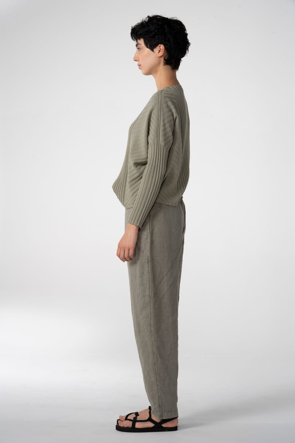 Trousers 636 - Flowing dobby - 942LAUREL - 10260110527
