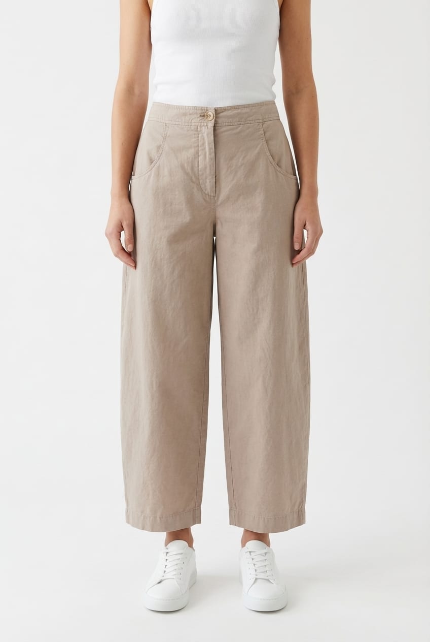 Trousers 637 - Cotton linen twill - 122NETTLE - 10260110528
