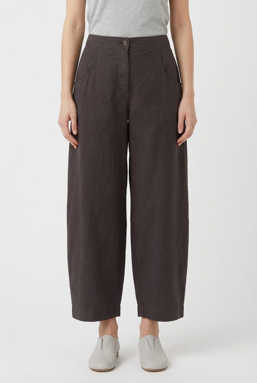 Trousers 637 - Cotton linen twill - 480SHALE - 10260110528