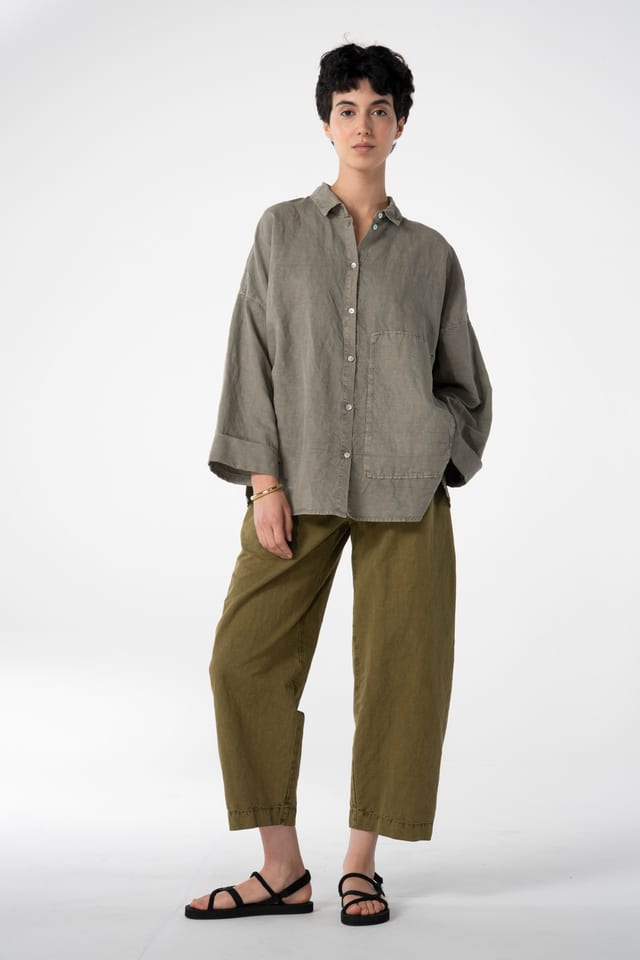 Trousers 637 - Cotton linen twill - 742CANE - 10260110528