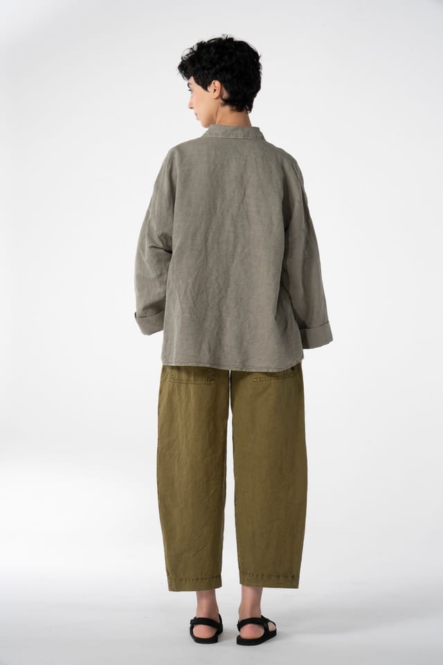 Trousers 637 - Cotton linen twill - 742CANE - 10260110528
