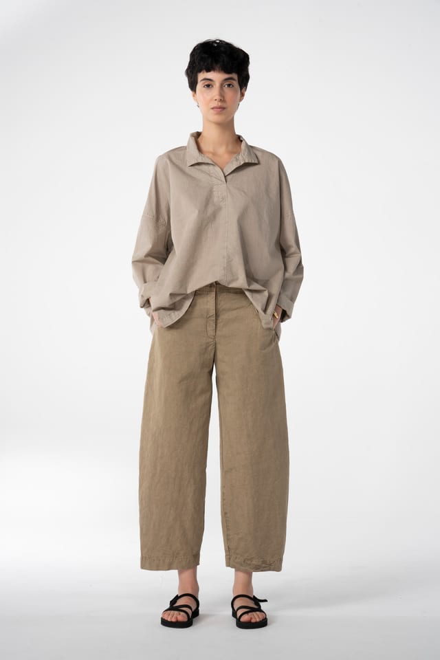 Trousers 637 - Cotton linen twill - 842DUNE - 10260110528