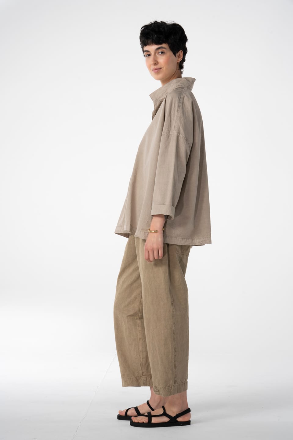 Trousers 637 - Cotton linen twill - 842DUNE - 10260110528