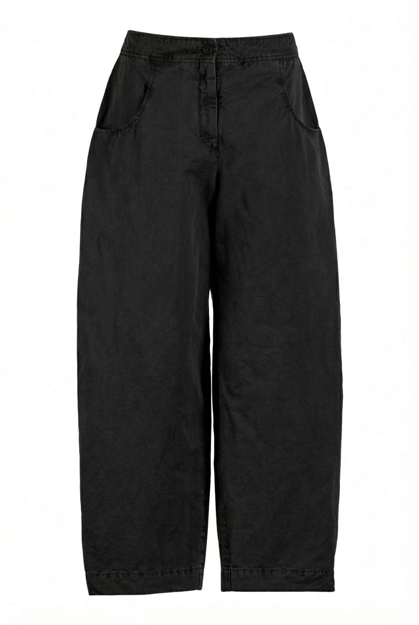 Trousers 637 - Cotton linen twill - 990BLACK - 10260110528