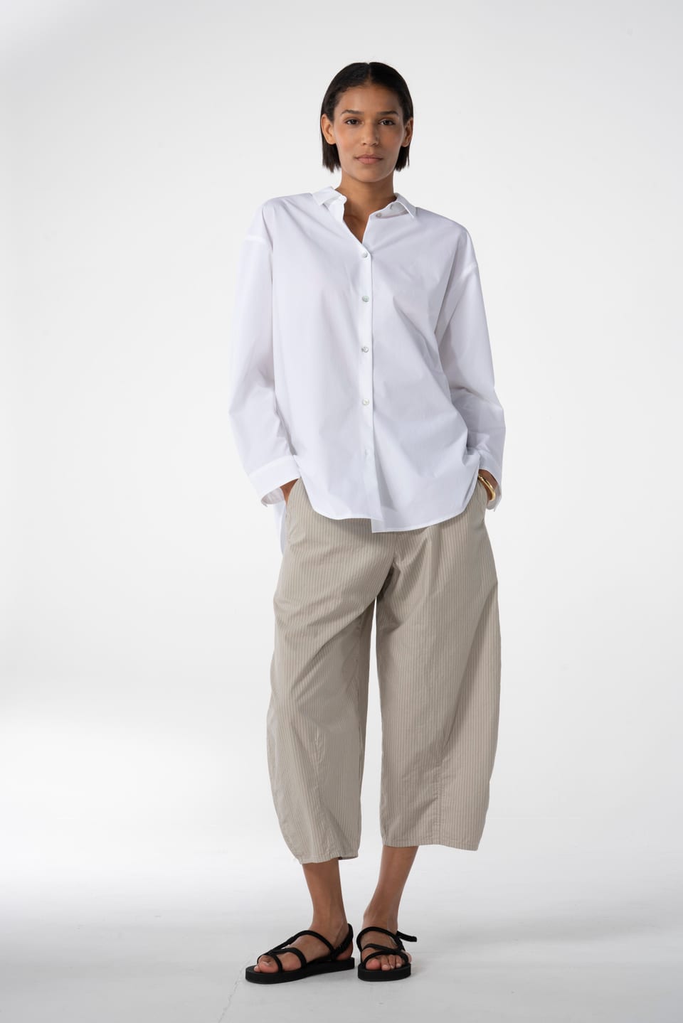 Trousers 639 - Irregular, fine stripes on stretch cotton - 120NETTLE - 10260110530