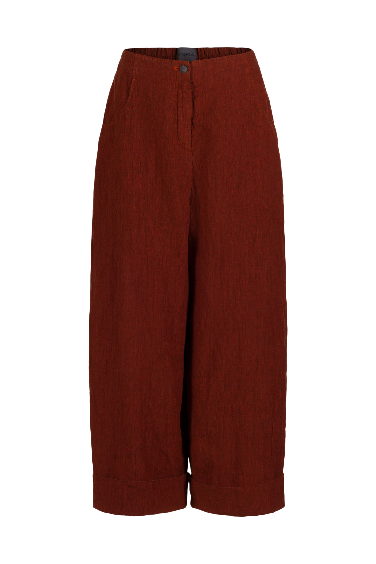 Trousers 640 Red Linen cotton fil-à-fil