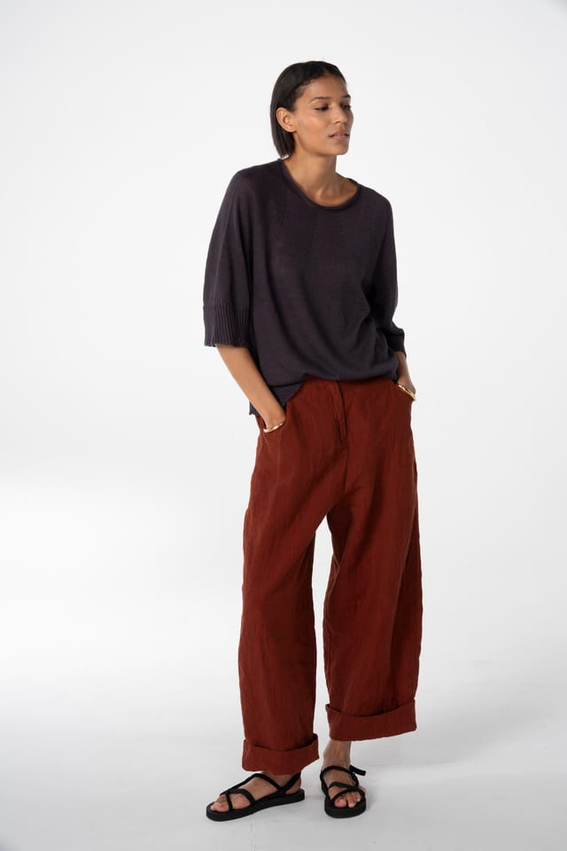 Trousers 640 - Linen cotton fil-à-fil - 260PICANTE - 10260110531