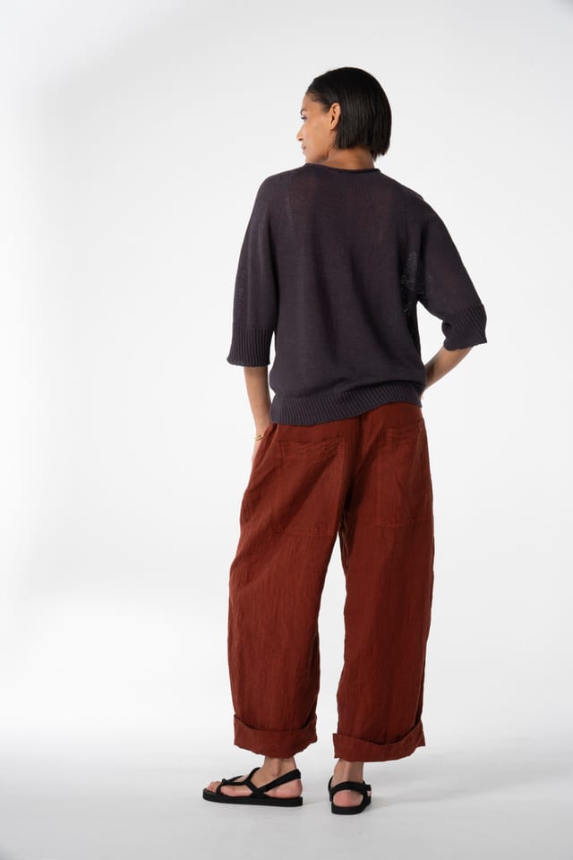 Trousers 640 - Linen cotton fil-à-fil - 260PICANTE - 10260110531