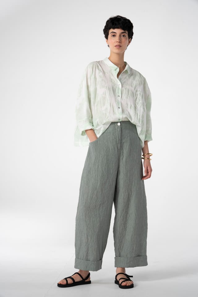 Trousers 640 - Linen cotton fil-à-fil - 620POOL - 10260110531