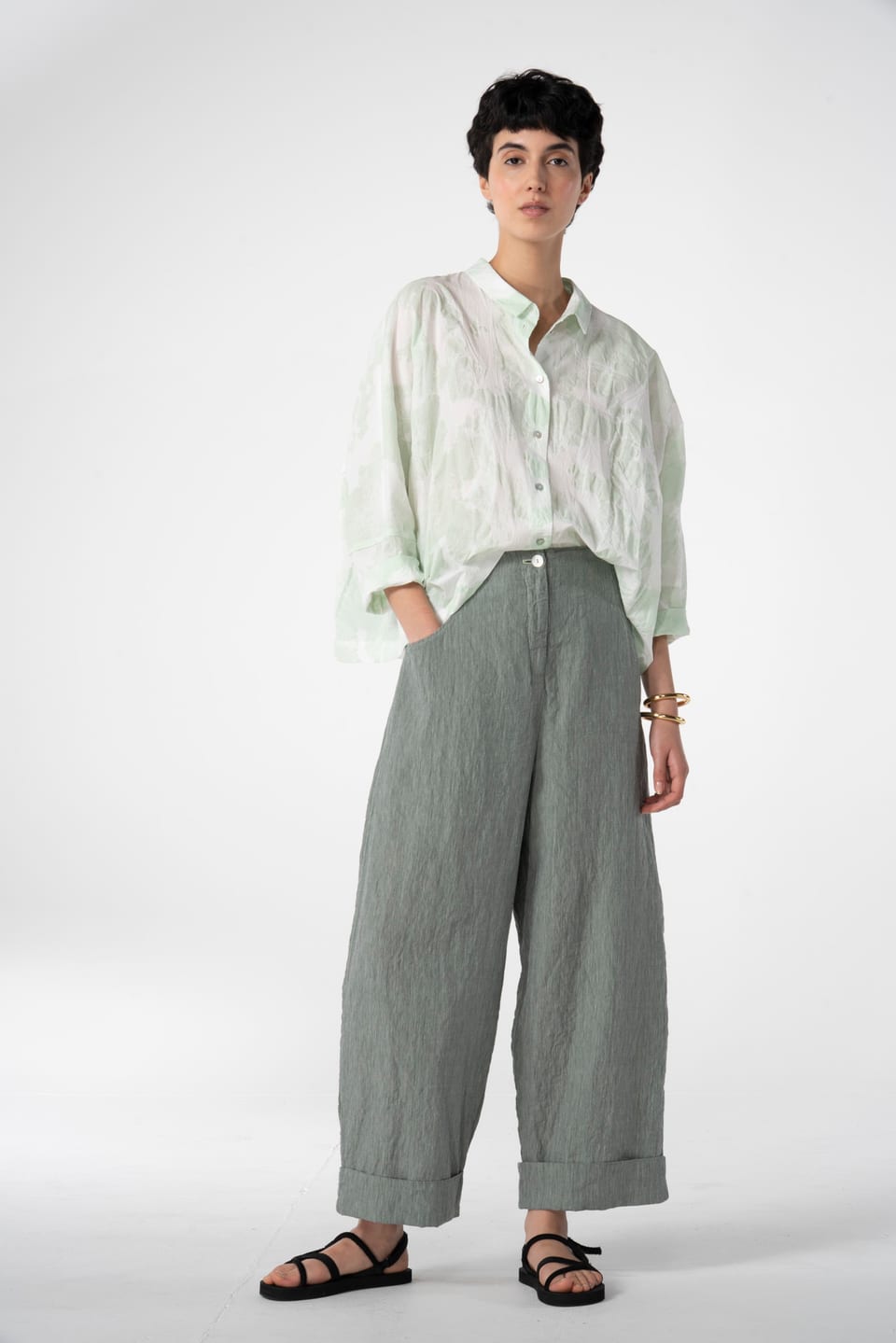 Trousers 640 - Linen cotton fil-à-fil - 620POOL - 10260110531