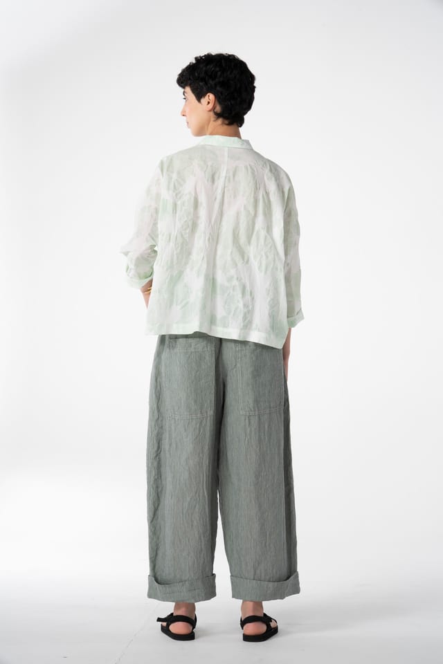 Trousers 640 - Linen cotton fil-à-fil - 620POOL - 10260110531