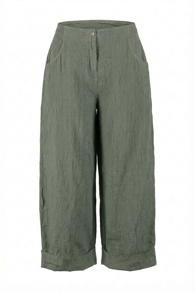Trousers 640 - Linen cotton fil-à-fil - 650ALOE - 10260110531