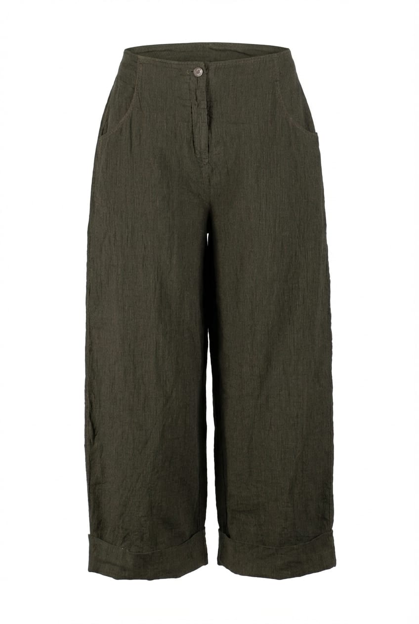 Trousers 640 - Linen cotton fil-à-fil - 780PALMTREE - 10260110531