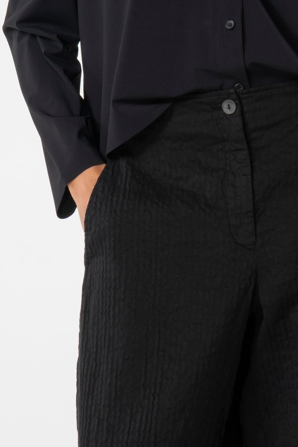 Trousers 642 - Mélange stripe - 990BLACK - 10260110533