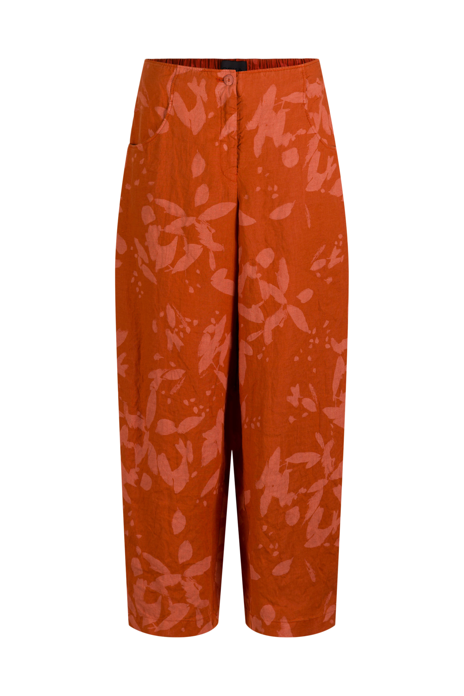 Trousers 644 Red Chalk print on pure hemp
