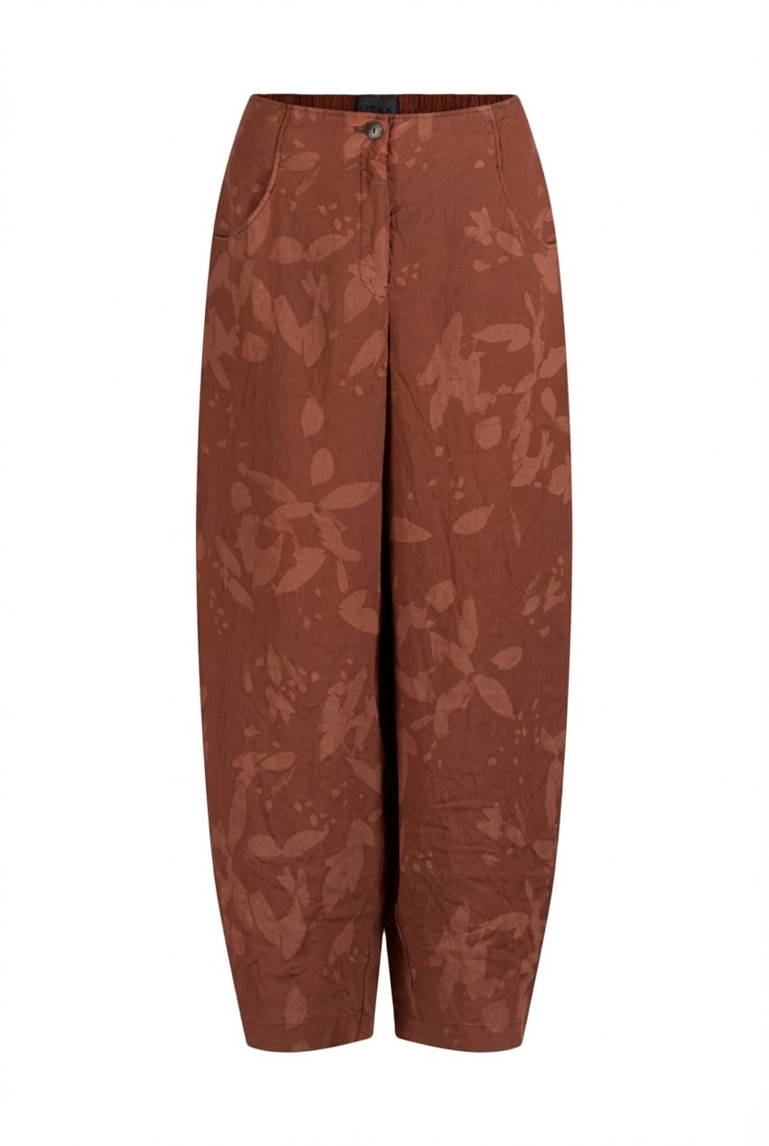 Trousers 644 - Chalk print on pure hemp - 260PICANTE - 10260110535