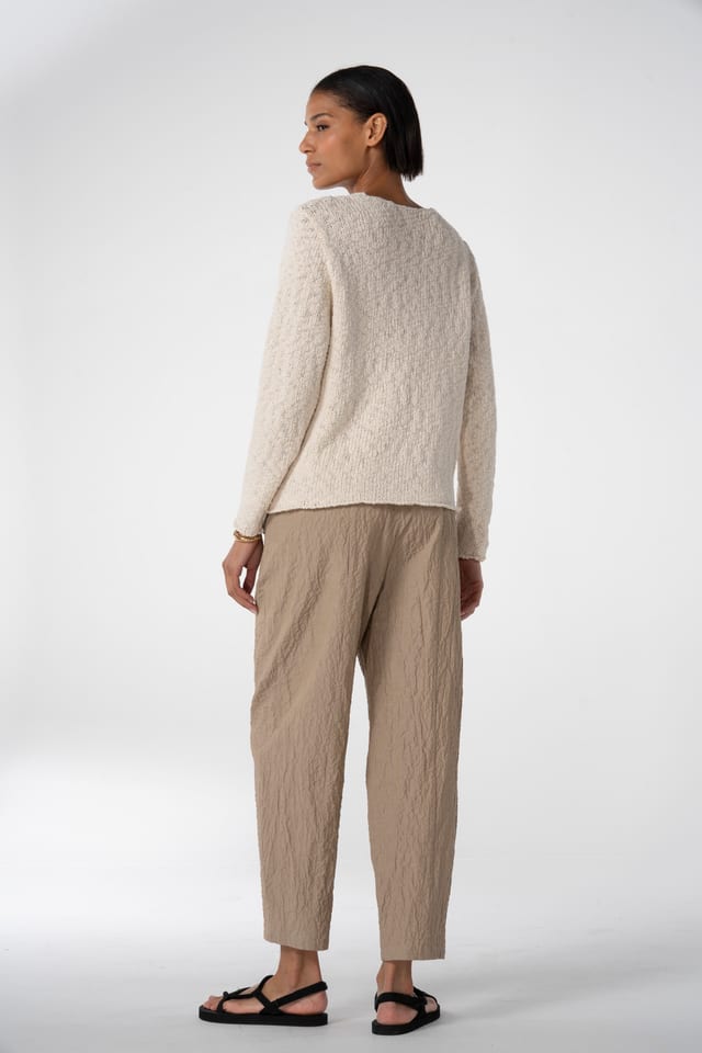 Trousers 647 - Chambray seersucker - 840DUNE - 10260110538