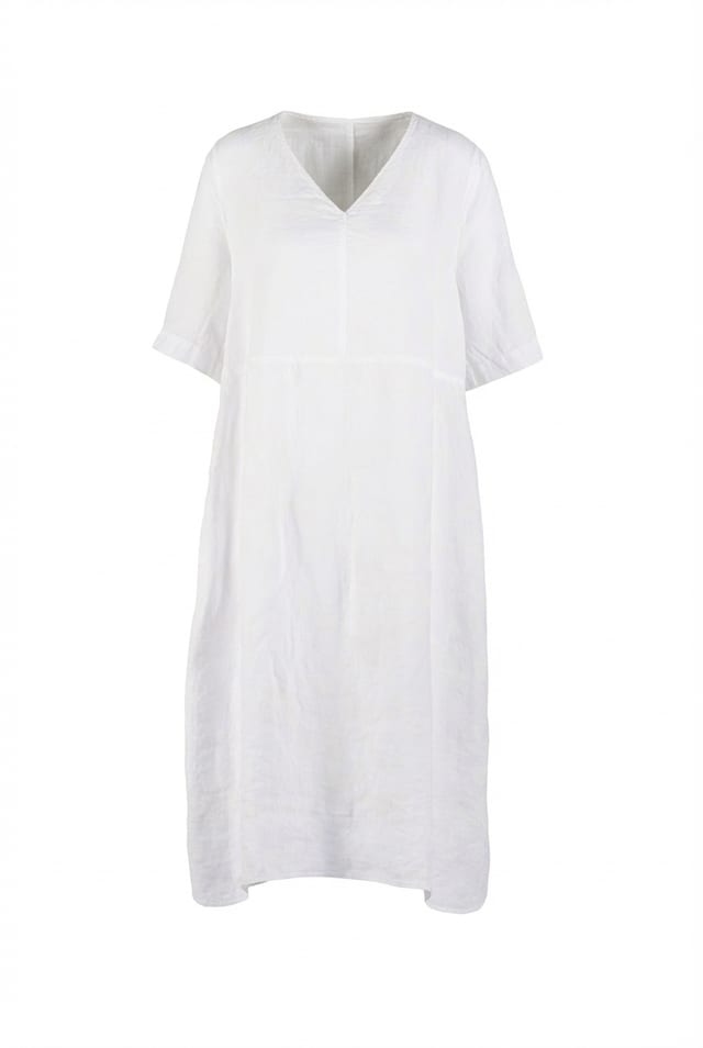 Dress 611 - Chalk print on pure hemp - 100WHITE - 10260110552