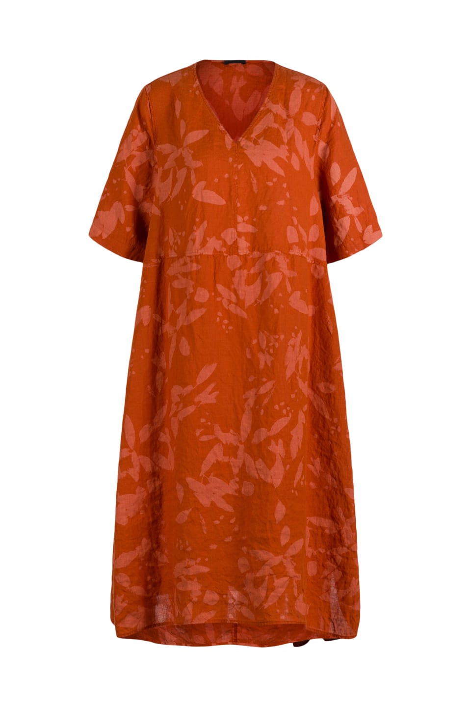 Dress 611 - Chalk print on pure hemp - 230RUST - 10260110552