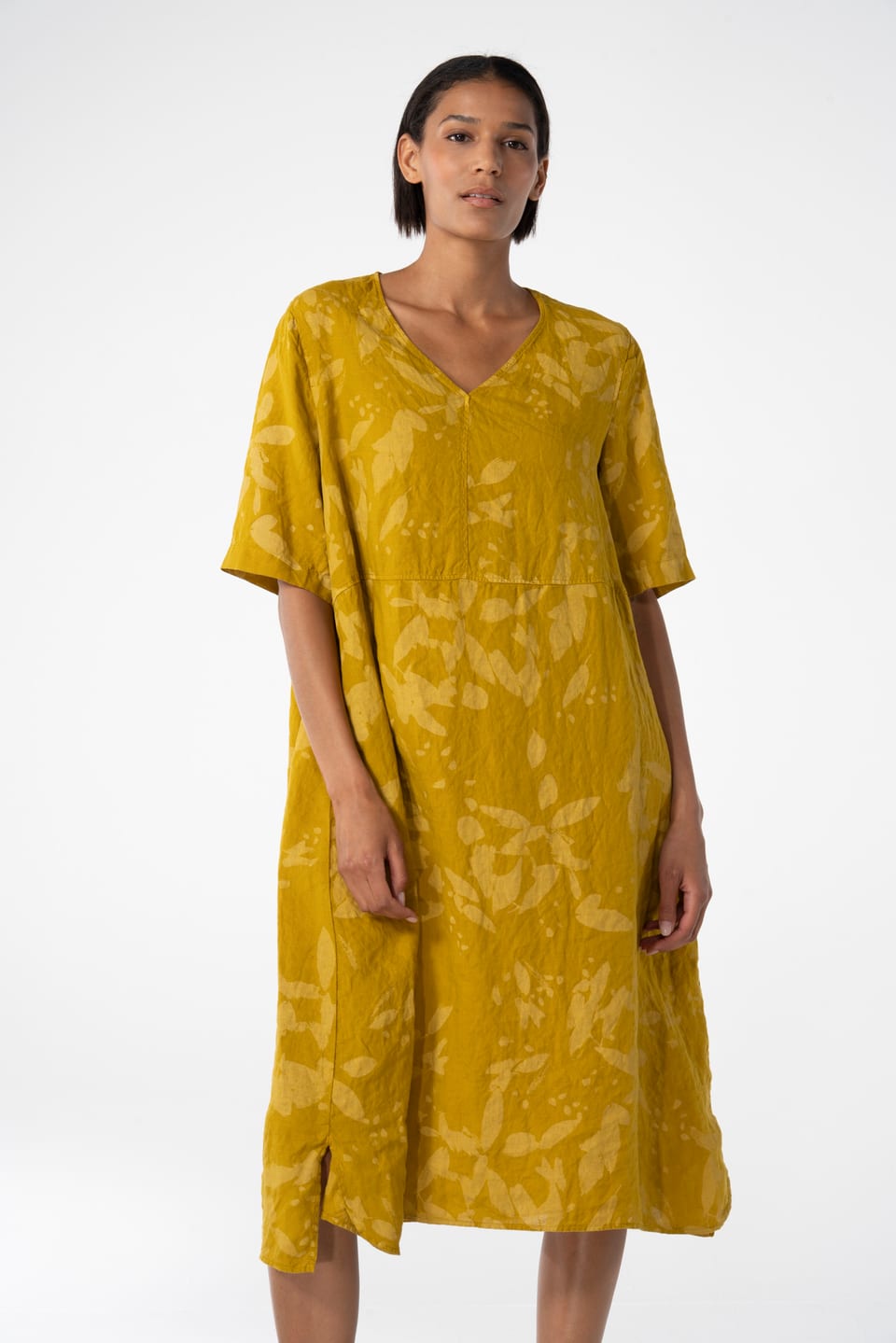 Dress 611 - Chalk print on pure hemp - 750NUGGET - 10260110552