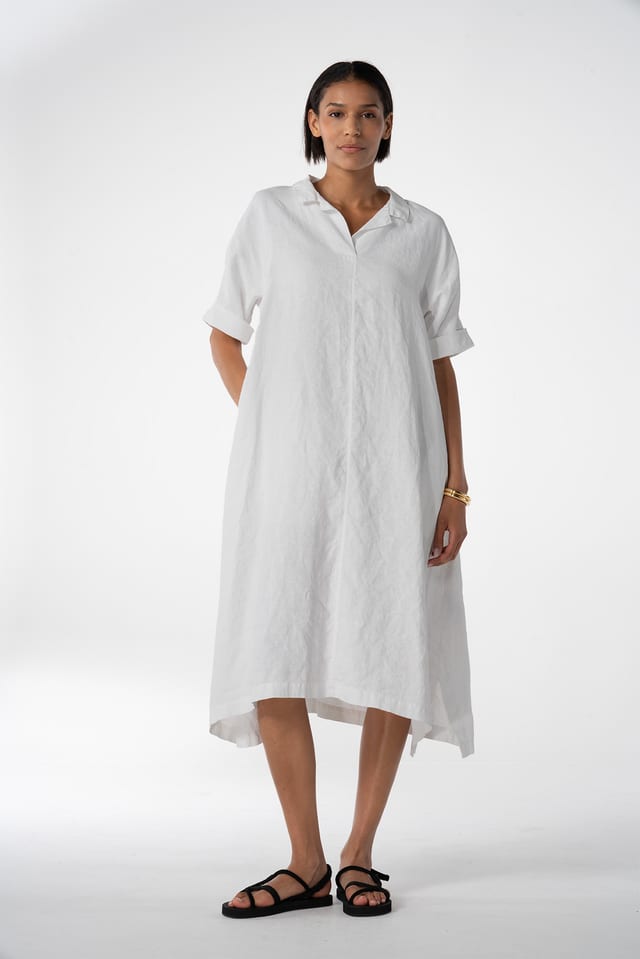 Dress 615 - Pure linen - 103WHITE - 10260110556