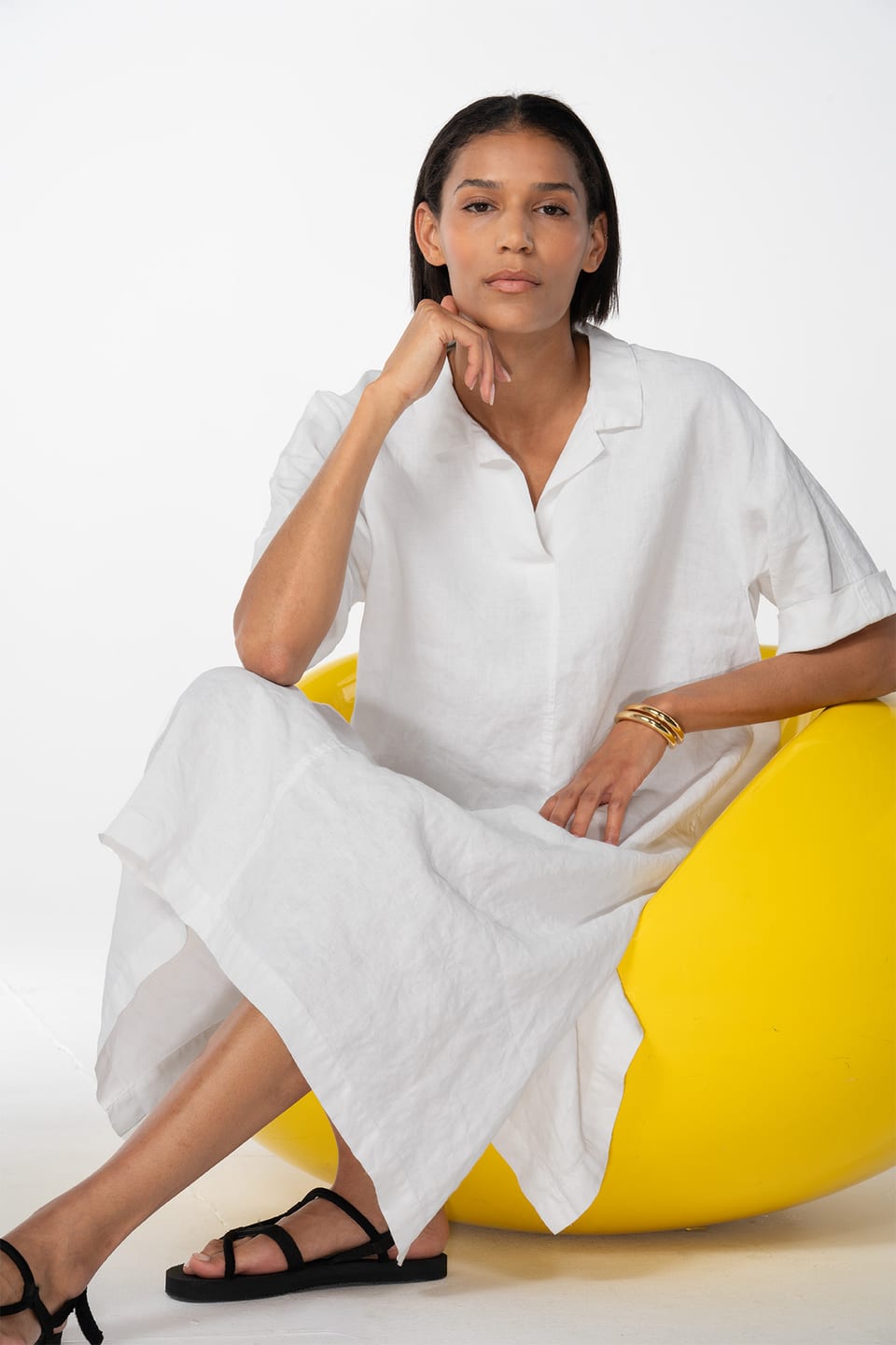 Dress 615 - Pure linen - 103WHITE - 10260110556
