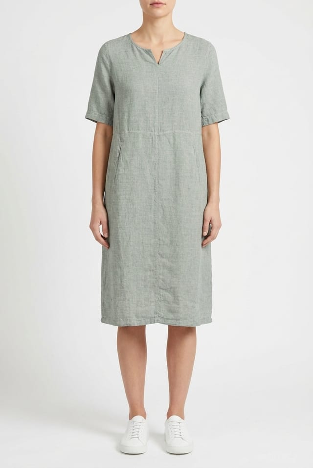 Dress 616 - Linen fine stripes - 620POOL - 10260110557