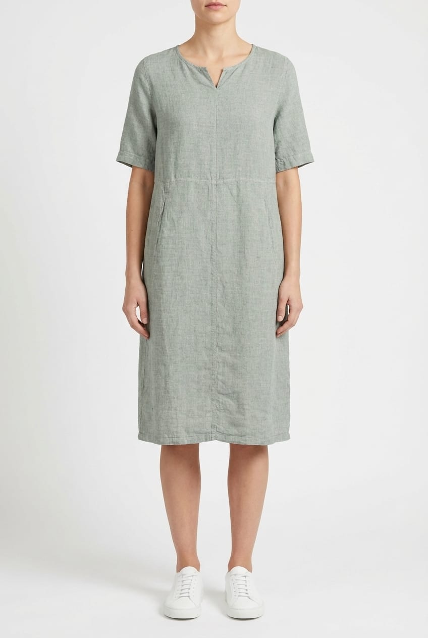 Dress 616 - Linen fine stripes - 620POOL - 10260110557