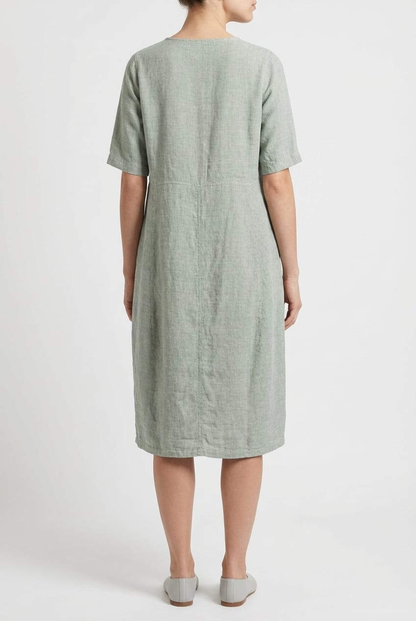 Dress 616 - Linen fine stripes - 620POOL - 10260110557