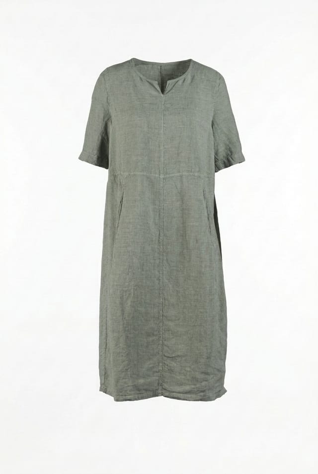 Dress 616 - Linen fine stripes - 650ALOE - 10260110557
