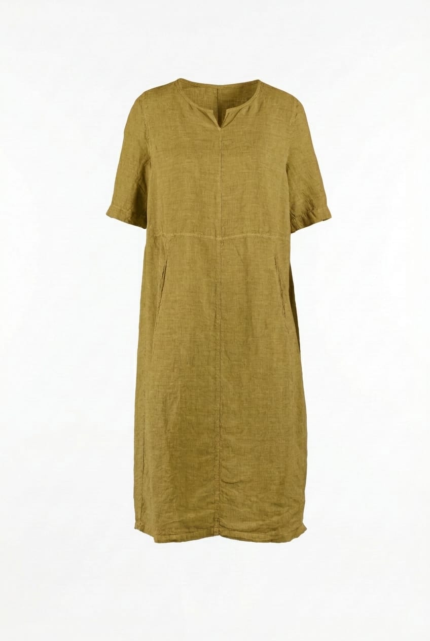 Dress 616 - Linen fine stripes - 750NUGGET - 10260110557
