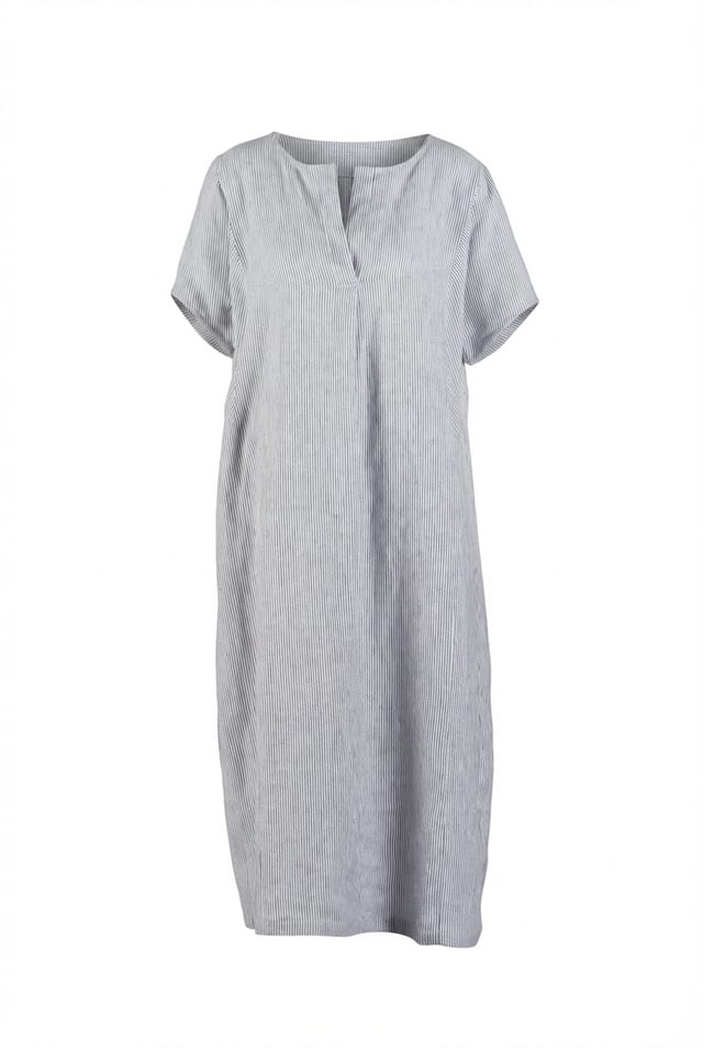 Dress 618 - Linen stripes variations - 991BLACK - 10260110559