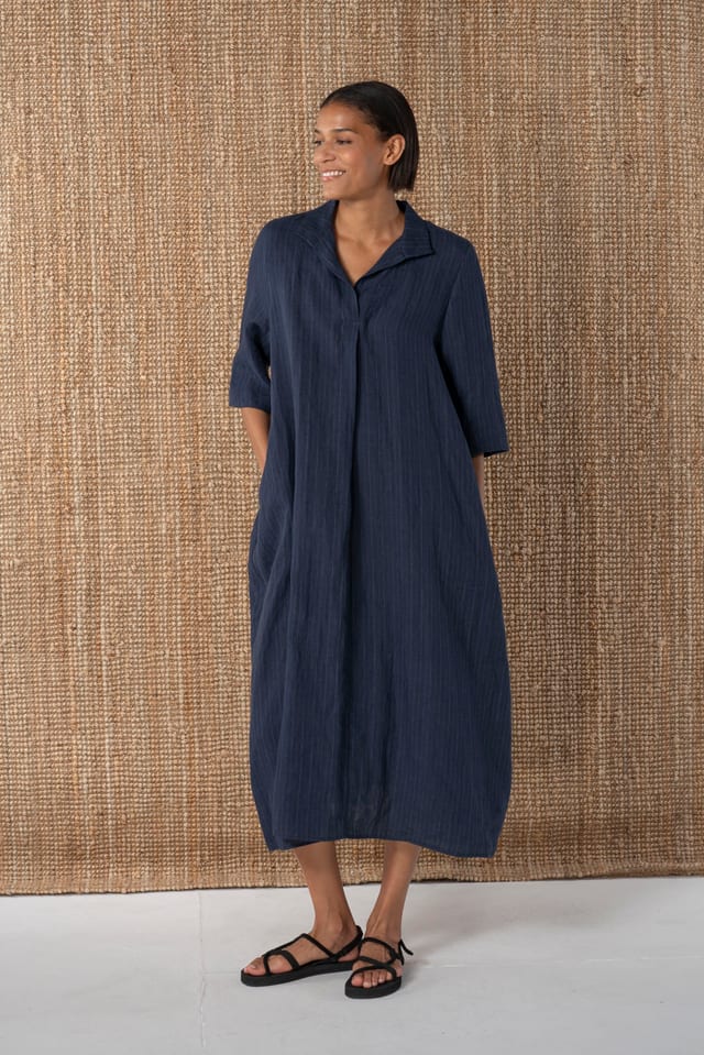 Dress 623 - Blue Linen - 490NAVY - 10260110564