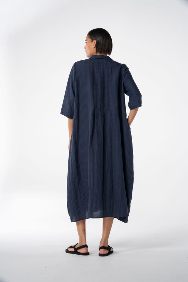 Dress 623 - Blue Linen - 490NAVY - 10260110564